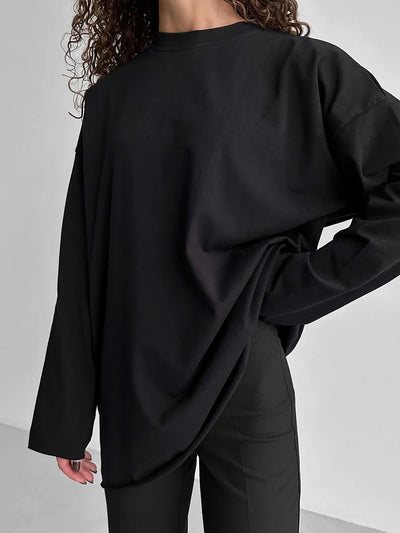 Wolfeel Women Summer 100% Cotton T-shirt Bottoming Spring Basic Fashionable Solid Lady Long Sleeve Loose Tops Shirts