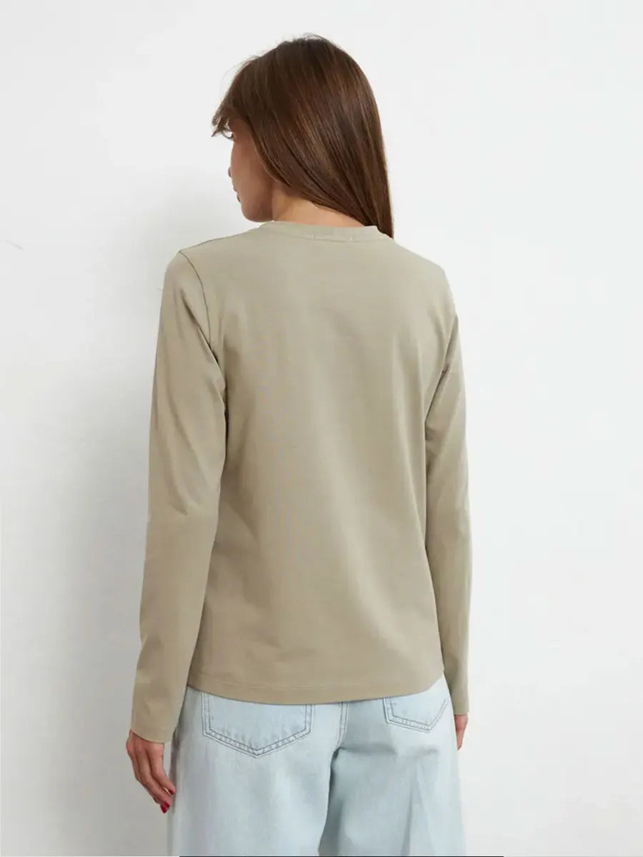 Wolfeel Women's Spring Autumn 100% Cotton T-shirt Bottoming Basic Solid Lady Long Sleeve Loose Tops Shirts Oversized T Shirt
