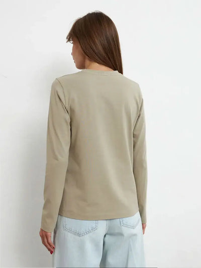 Wolfeel Women's Spring Autumn 100% Cotton T-shirt Bottoming Basic Solid Lady Long Sleeve Loose Tops Shirts Oversized T Shirt