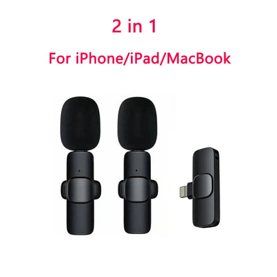 Wireless Lavalier Microphone Portable Audio Video Recording Mini Mic for iPhone Android Live Broadcast Gaming Phone Microphone