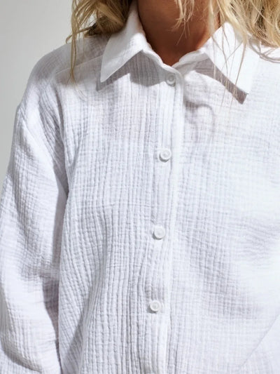 Wolfeel  Women's Spring Summer 100% Cotton Shirts Office Lady  Fashionable Solid Lady Long Sleeve Loose Tops Crepe Shirts