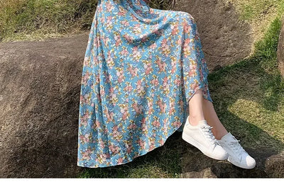 Midi Flower Women's Dress Floral Female Dresses 2024 Clothing New in Features Cotton Chic and Elegant Pretty Cheap Casual Loose