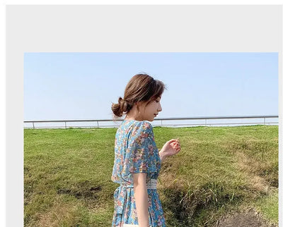 Midi Flower Women's Dress Floral Female Dresses 2024 Clothing New in Features Cotton Chic and Elegant Pretty Cheap Casual Loose