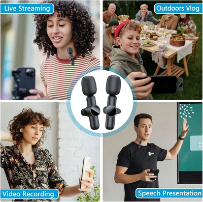 Wireless Lavalier Microphone for iPhone iPad Professional Mini Microphone Plug-Play on Lapel Mic for Video Recording Interview