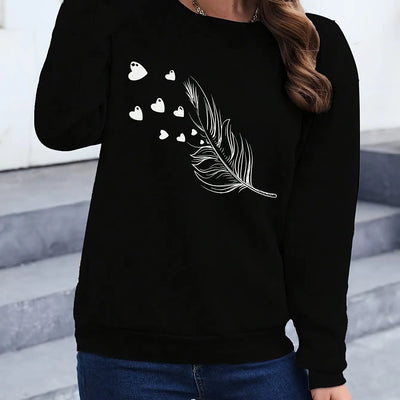 Loose Sweatshirt Casual Long Sleeve Women Autumn and winter  Comfortable Pullover Crewneck Loose Female Clothes