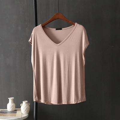 Fashion V-Neck Solid Color All-match T-Shirt Female Clothing 2025 Summer New Loose Casual Pullovers Sleeveless Commute Tee Shirt