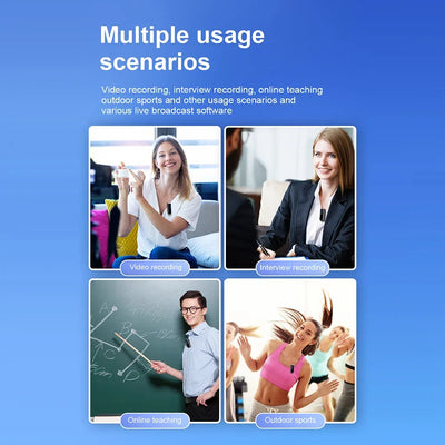 Wireless Lavalier Microphone Mini Portable Lapel Mic Dual-Channel Audio Video Voice Recording LCD for iPhone Android Live Stream