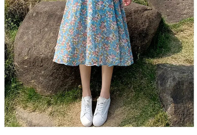 Midi Flower Women's Dress Floral Female Dresses 2024 Clothing New in Features Cotton Chic and Elegant Pretty Cheap Casual Loose