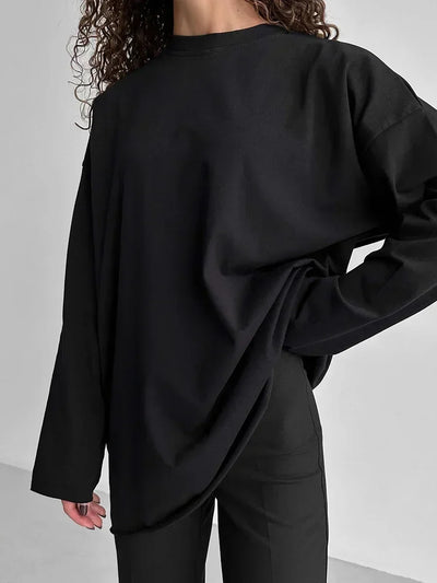 Wolfeel Women Summer 100% Cotton T-shirt Bottoming Spring Basic Fashionable Solid Lady Long Sleeve Loose Tops Shirts