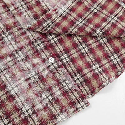 Wolfeel  Spring  Autumn New Personalized Street Retro Vintage Plaid Shirt Women's Loose Outer Long Sleeved Women Loose Shirt