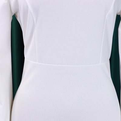 Elegant Office Dress for Women Professional Skew Collar Full Sleeve Sheath Package Hips Mid Calf Formal Business Work Wear Dress