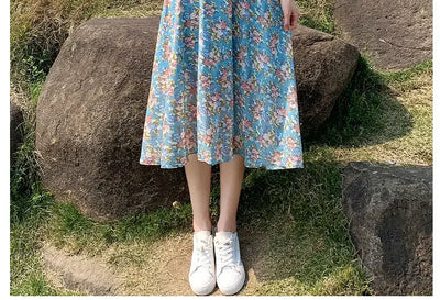 Midi Flower Women's Dress Floral Female Dresses 2024 Clothing New in Features Cotton Chic and Elegant Pretty Cheap Casual Loose