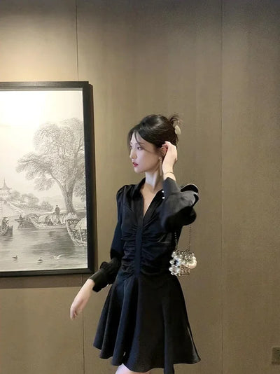 Midi Dresses for Women New In Woman Long Sleeve Dress High Quality Elegant Party Korean Style Sensual Sexy Trendy Features Hot G