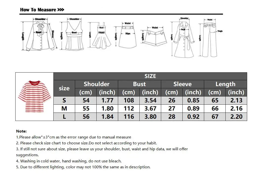 Striped Women's Fashion T-shirts O-neck Short Sleeve Tee Tshirts Blouse Top Cotton Tops for Summer 2024 Harajuku Tshirt