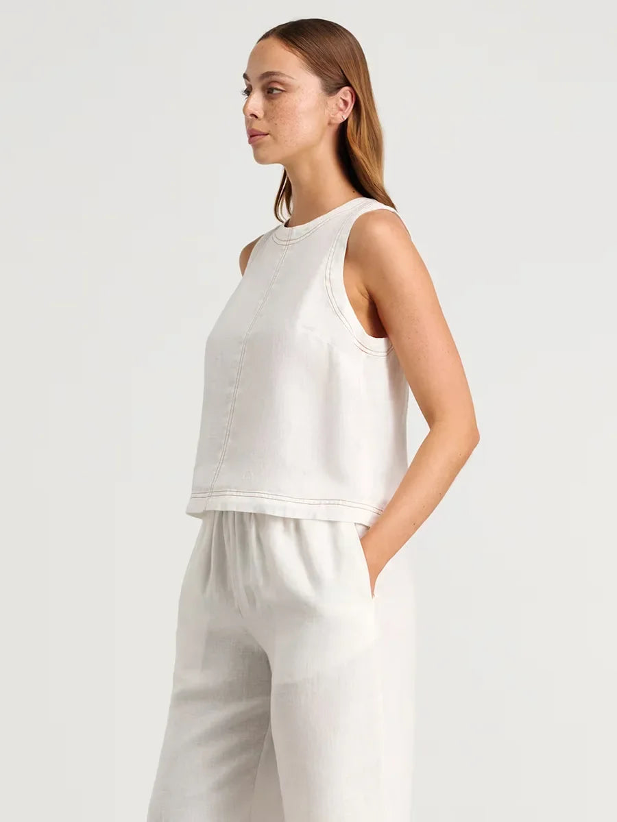 Wolfeel Cotton Linen Vest  Wide Leg Long Pants Set Women's Pants Sleeveless Top Casual Suit 2025 Spring Summer New Pant Sets