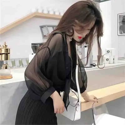 2024 Casual Woman Tops Sun Protection Clothes New Summer Button Up Women Thin Blouse Female Loose Half Sleeve Women's Shirt 9494