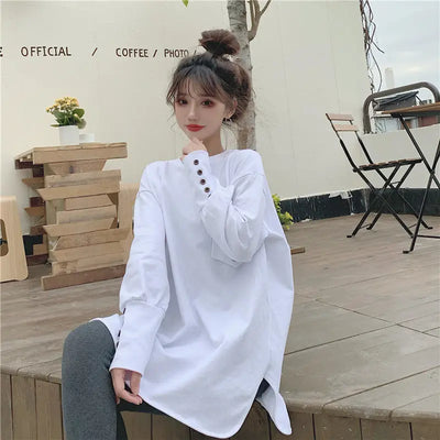 Cotton White Tshirts 2024 Clothes Plain Blue Female Tops Women's T Shirts Loose Funny Spring and Autumn Sale Elegant Youth Tees