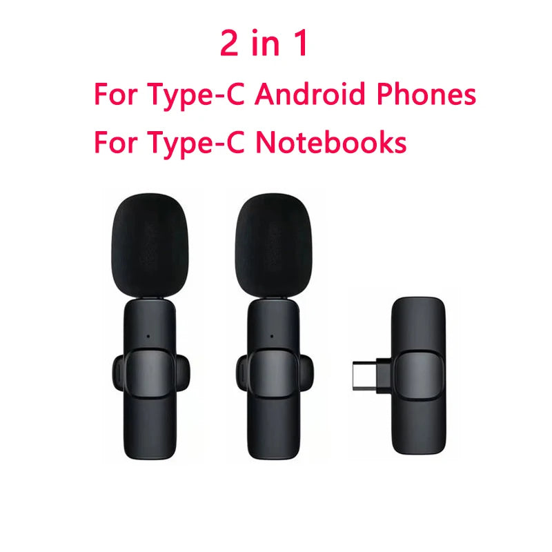 Wireless Lavalier Microphone Portable Audio Video Recording Mini Mic for iPhone Android Video Live Broadcast Gaming Microfonoe
