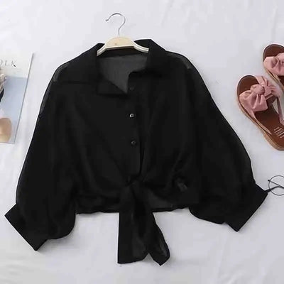 2024 Casual Woman Tops Sun Protection Clothes New Summer Button Up Women Thin Blouse Female Loose Half Sleeve Women's Shirt 9494