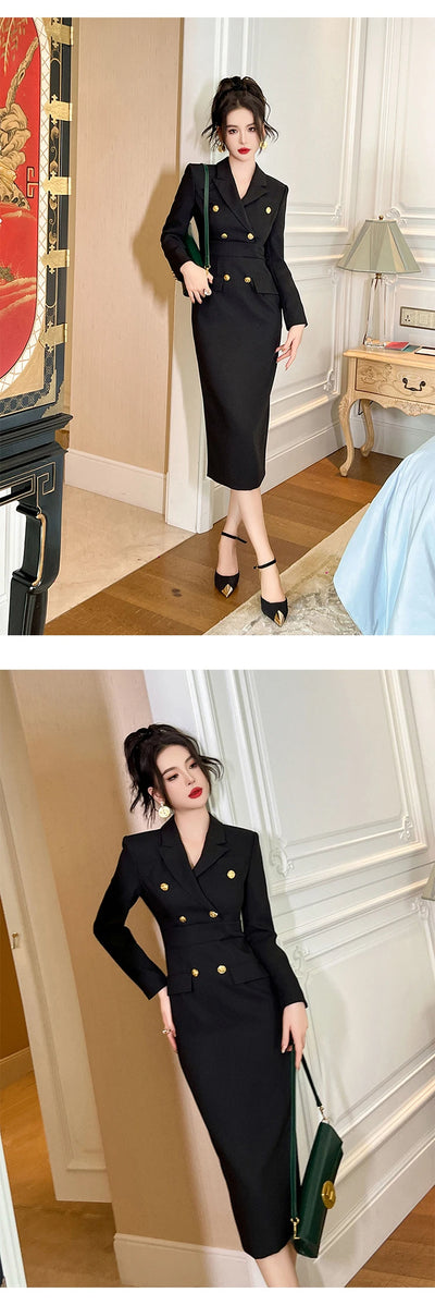Fashion Ladies Business Formal Occasion Pencil Dresses Women Clothing Elegant Commute Black Slim Dress Mujer Robe Femme Vestidos