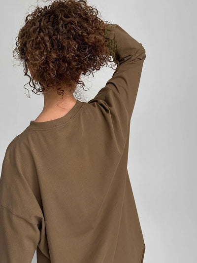 Wolfeel Women Summer 100% Cotton T-shirt Bottoming Spring Basic Fashionable Solid Lady Long Sleeve Loose Tops Shirts