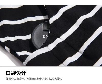 Women's V-Neck Casual All-match Midi Striped Tops Fashion Elegant Long Sleeve Pullovers T-shirt Female Clothing Spring Autumn