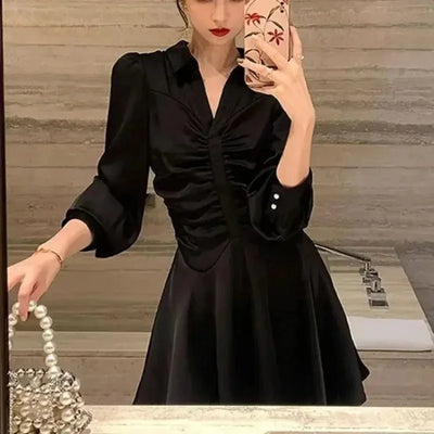 Midi Dresses for Women New In Woman Long Sleeve Dress High Quality Elegant Party Korean Style Sensual Sexy Trendy Features Hot G
