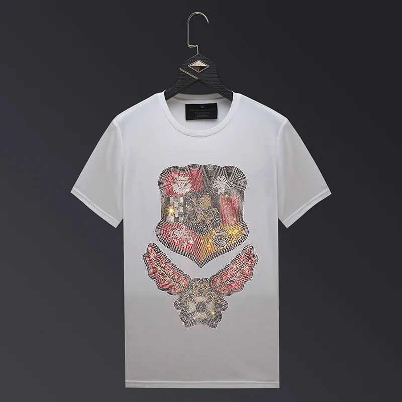 Plus Size 2024 Fashion Hot Drilling T Shirt for Women Summer Tops Casual Streetwear O Neck Short Sleeve Tshirts Chemise Femme