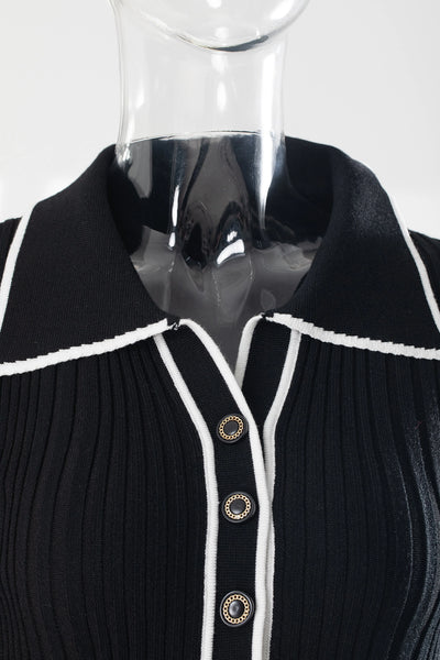 Elegant Ruffled Women Dress Long  Pit Stripe Knit Dresses For Winter Autumn Retro Lapel Pearl Button Fall Fashion Vestidos Robes