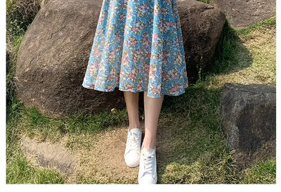 Midi Flower Women's Dress Floral Female Dresses 2024 Clothing New in Features Cotton Chic and Elegant Pretty Cheap Casual Loose