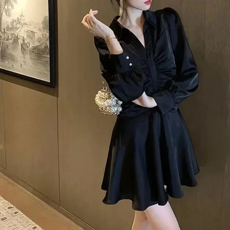 Midi Dresses for Women New In Woman Long Sleeve Dress High Quality Elegant Party Korean Style Sensual Sexy Trendy Features Hot G