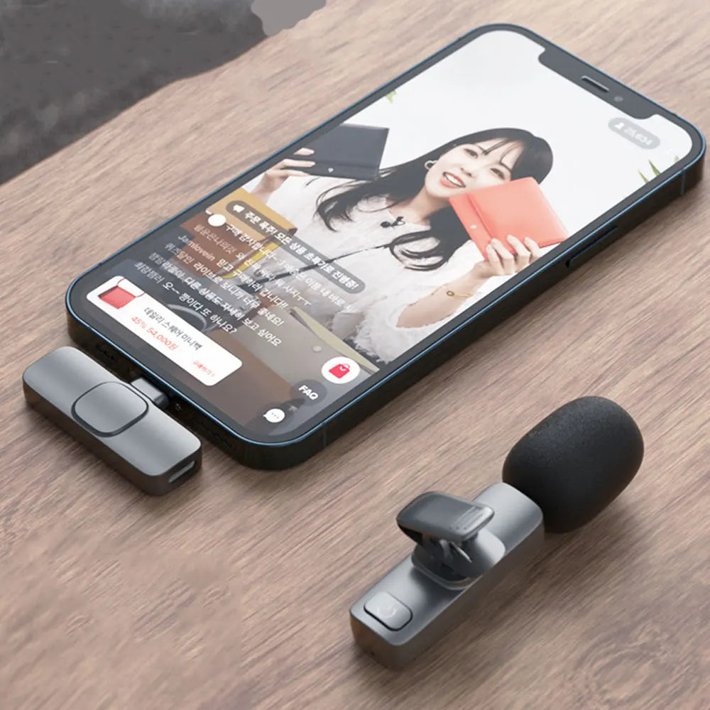 Wireless Lavalier Microphone Portable Audio Video Recording Mini Mic for iPhone Android Video Live Broadcast Gaming Microfonoe