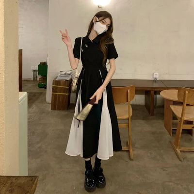 Midi Dresses Women Bandage Design Elegant Temperament Korean Style Lady A-line Trendy Casual Daily Summer Simple New Vestidos