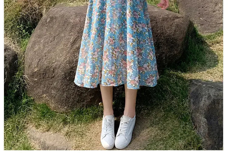 Midi Flower Women's Dress Floral Female Dresses 2024 Clothing New in Features Cotton Chic and Elegant Pretty Cheap Casual Loose
