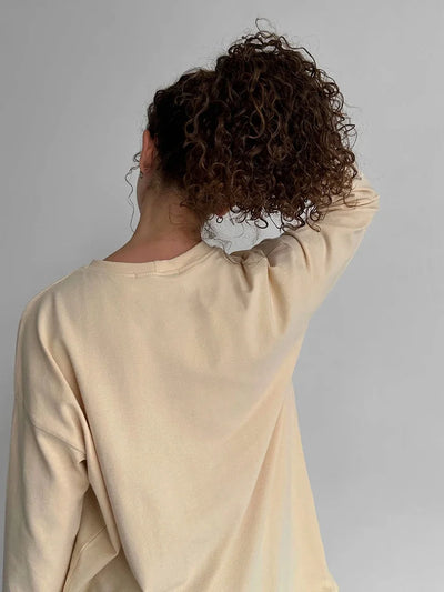 Wolfeel Women Summer 100% Cotton T-shirt Bottoming Spring Basic Fashionable Solid Lady Long Sleeve Loose Tops Shirts