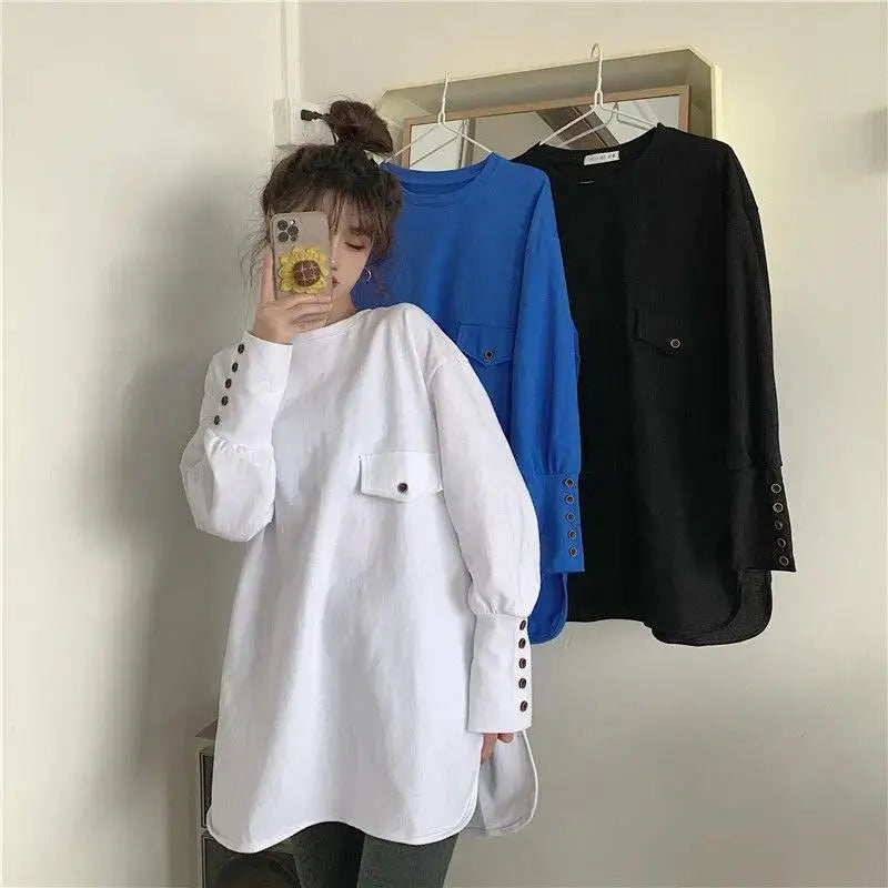 Cotton White Tshirts 2024 Clothes Plain Blue Female Tops Women's T Shirts Loose Funny Spring and Autumn Sale Elegant Youth Tees