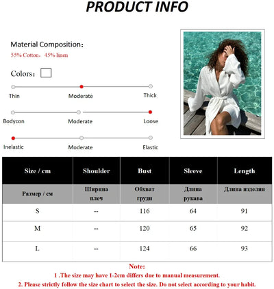 Wolfeel 2025 Autumn Summer New Cotton Linen Robe Dress Women's Fashion Lace Long Sleeve Dress Casual And Comfortable Beach Dress