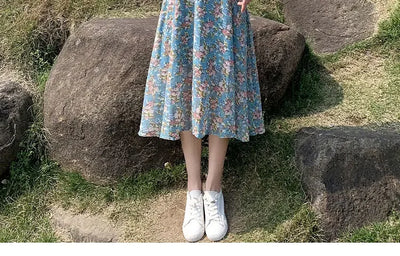 Midi Flower Women's Dress Floral Female Dresses 2024 Clothing New in Features Cotton Chic and Elegant Pretty Cheap Casual Loose