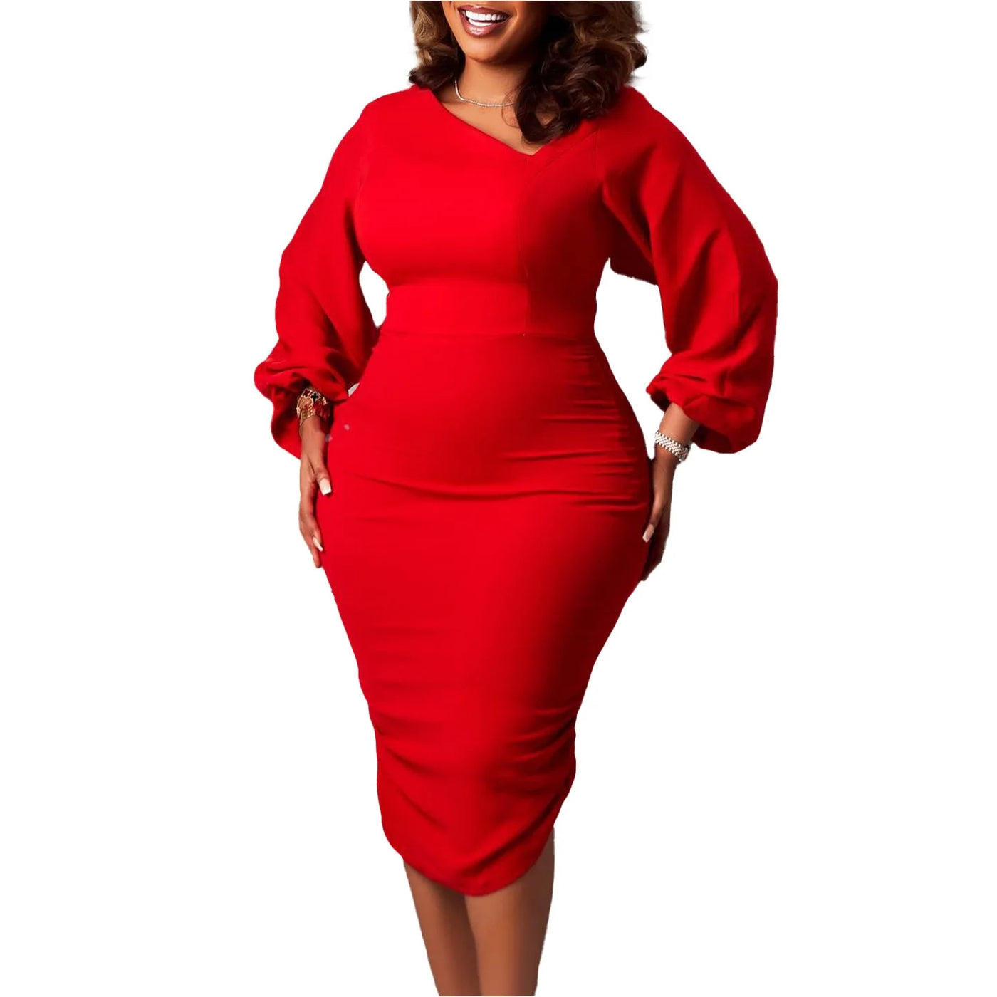 Elegant Office Dress for Women Professional Skew Collar Full Sleeve Sheath Package Hips Mid Calf Formal Business Work Wear Dress