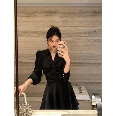Midi Dresses for Women New In Woman Long Sleeve Dress High Quality Elegant Party Korean Style Sensual Sexy Trendy Features Hot G
