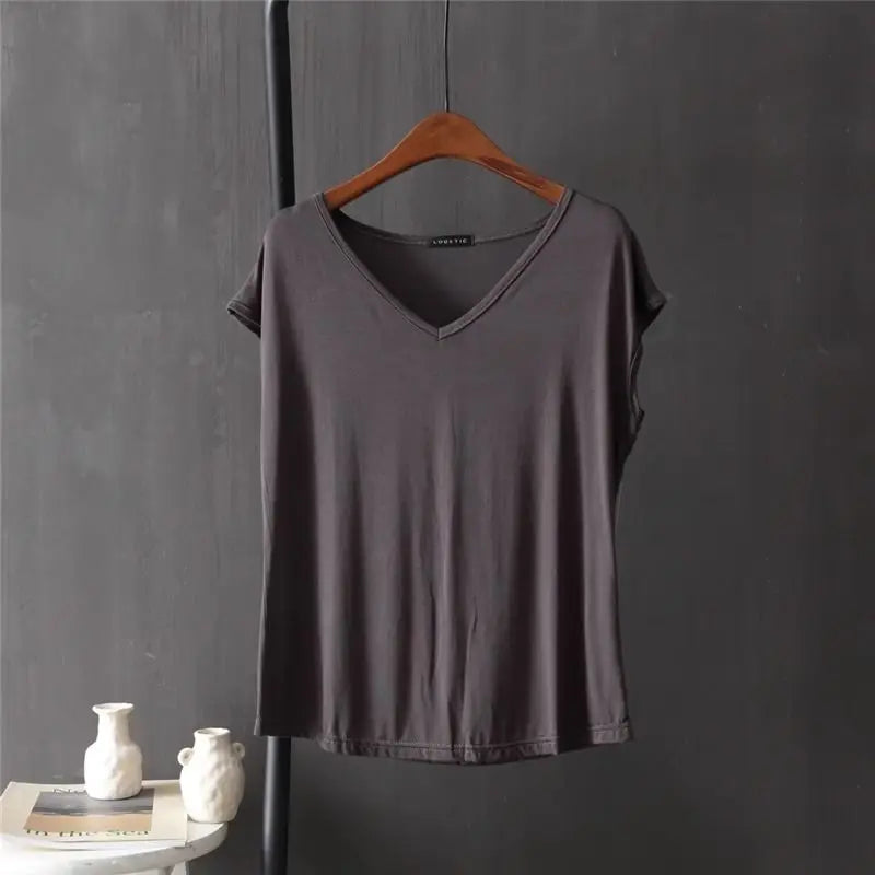 Fashion V-Neck Solid Color All-match T-Shirt Female Clothing 2025 Summer New Loose Casual Pullovers Sleeveless Commute Tee Shirt