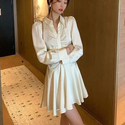 Midi Dresses for Women New In Woman Long Sleeve Dress High Quality Elegant Party Korean Style Sensual Sexy Trendy Features Hot G