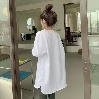Cotton White Tshirts 2024 Clothes Plain Blue Female Tops Women's T Shirts Loose Funny Spring and Autumn Sale Elegant Youth Tees