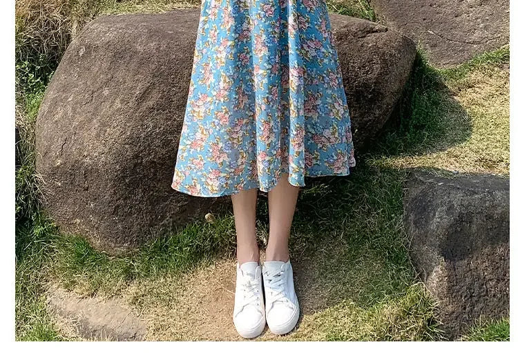 Midi Flower Women's Dress Floral Female Dresses 2024 Clothing New in Features Cotton Chic and Elegant Pretty Cheap Casual Loose