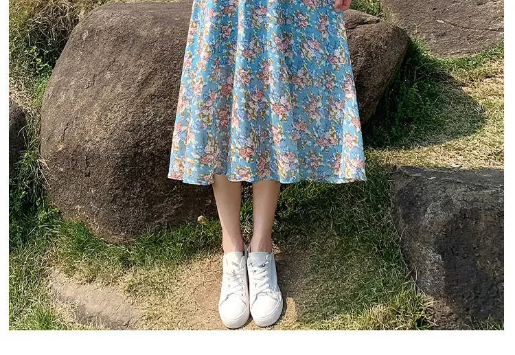 Midi Flower Women's Dress Floral Female Dresses 2024 Clothing New in Features Cotton Chic and Elegant Pretty Cheap Casual Loose