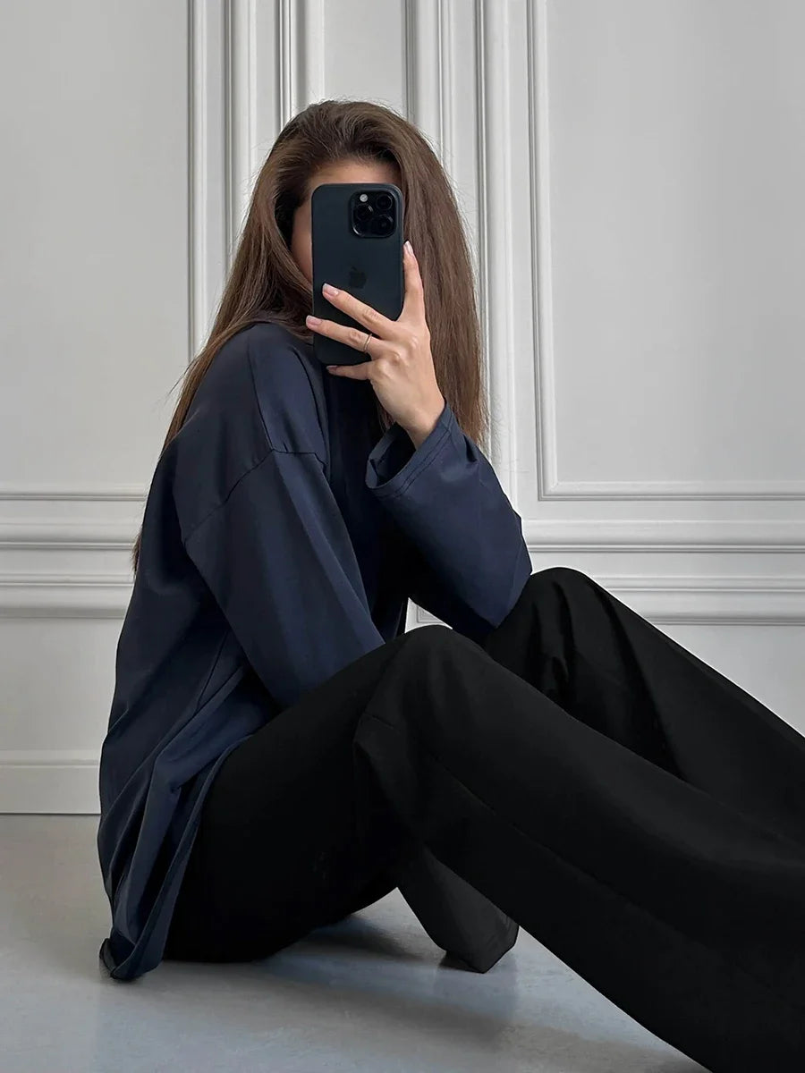 Wolfeel Women Summer 100% Cotton T-shirt Bottoming Spring Basic Fashionable Solid Lady Long Sleeve Loose Tops Shirts
