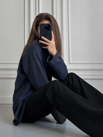 Wolfeel Women Summer 100% Cotton T-shirt Bottoming Spring Basic Fashionable Solid Lady Long Sleeve Loose Tops Shirts
