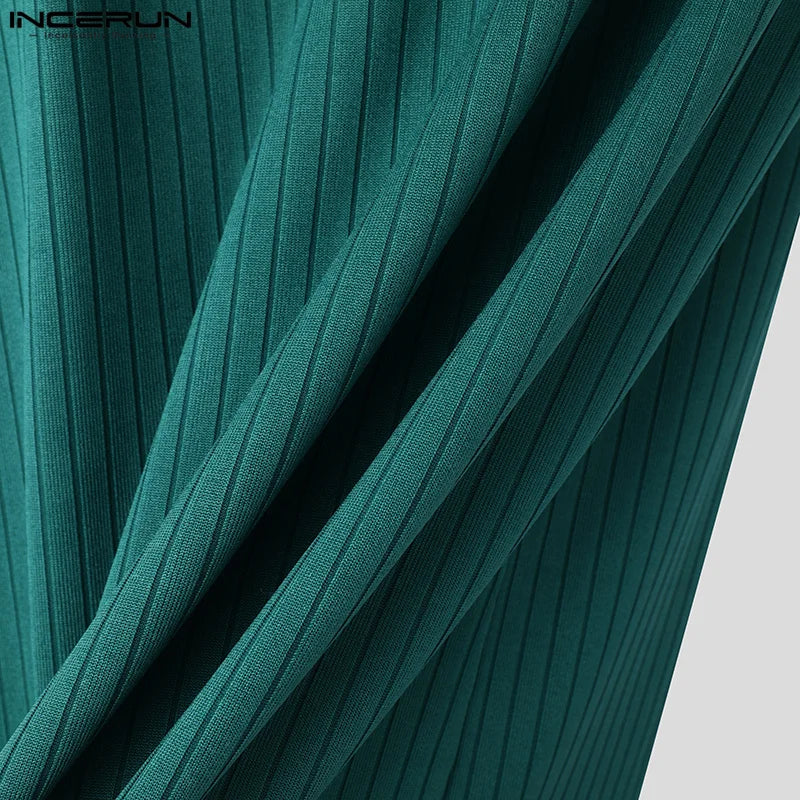 Short Sleeve Tops Tee Fashion Zipper Men T-Shirts Solid Color Irregular Tops V Neck Sexy Party Streetwear Oversize Tee INCERUN