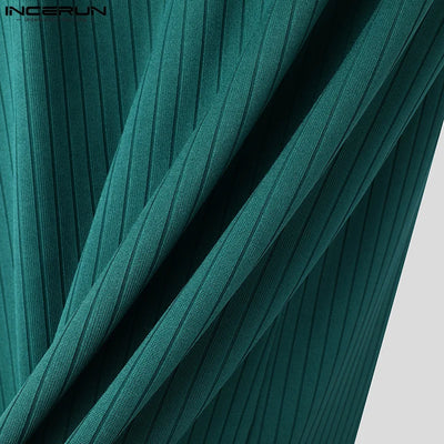 Short Sleeve Tops Tee Fashion Zipper Men T-Shirts Solid Color Irregular Tops V Neck Sexy Party Streetwear Oversize Tee INCERUN