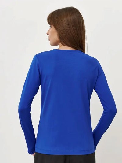 Wolfeel Women's Spring Autumn 100% Cotton T-shirt Bottoming Basic Solid Lady Long Sleeve Loose Tops Shirts Oversized T Shirt